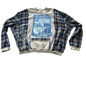 Women’s upcycled Sweater/Flannel/concert Tee size XL but runs big